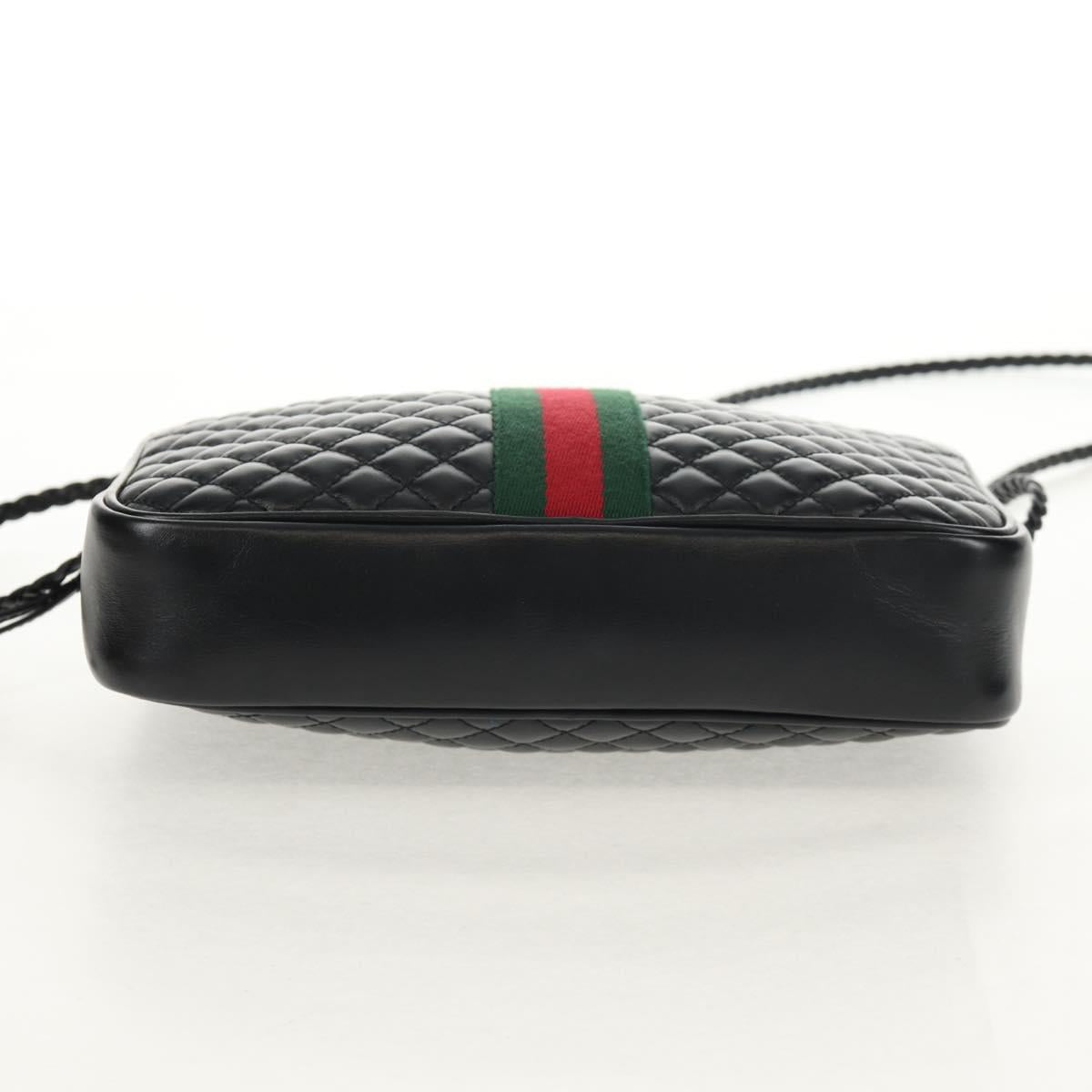 GUCCI GG Marmont Web Sherry Line Bag Leather Black Gold Red 541051 Auth 152695V