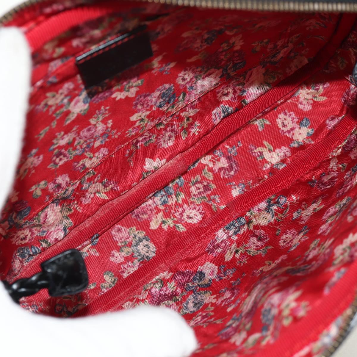 GUCCI GG Marmont Web Sherry Line Bag Leather Black Gold Red 541051 Auth 152695V