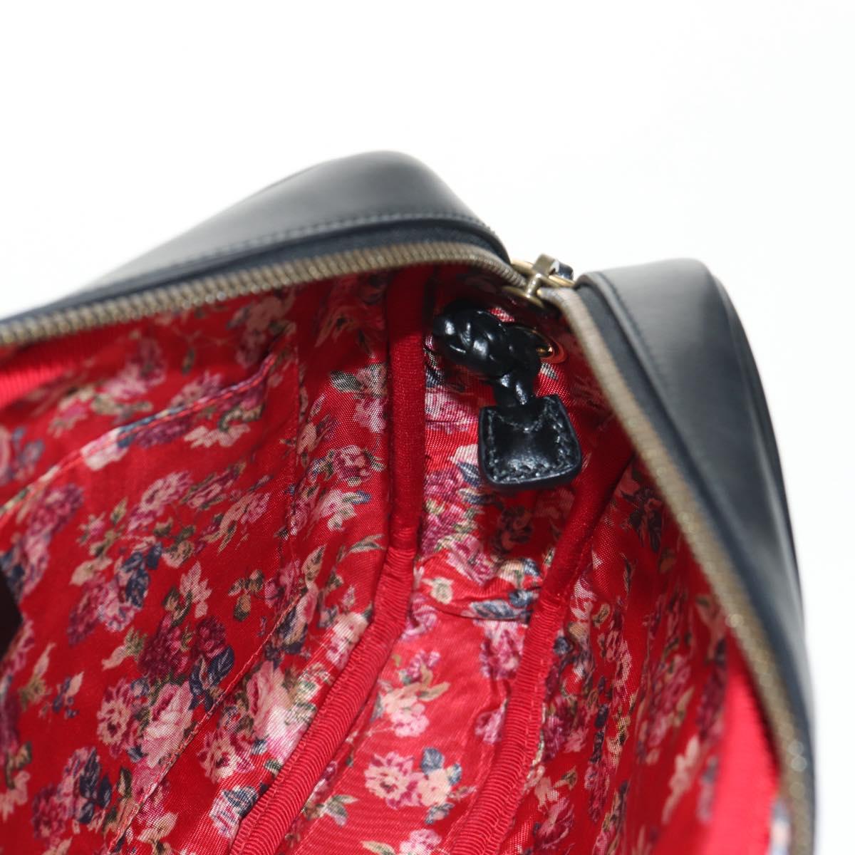 GUCCI GG Marmont Web Sherry Line Bag Leather Black Gold Red 541051 Auth 152695V