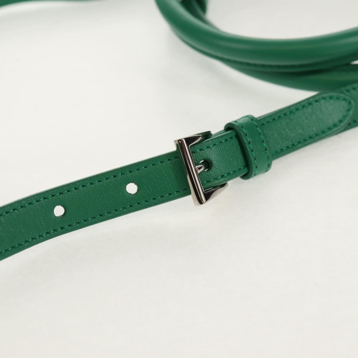 PRADA Moon Bag Hand Bag Leather 2way Green Silver Auth 152696SAM