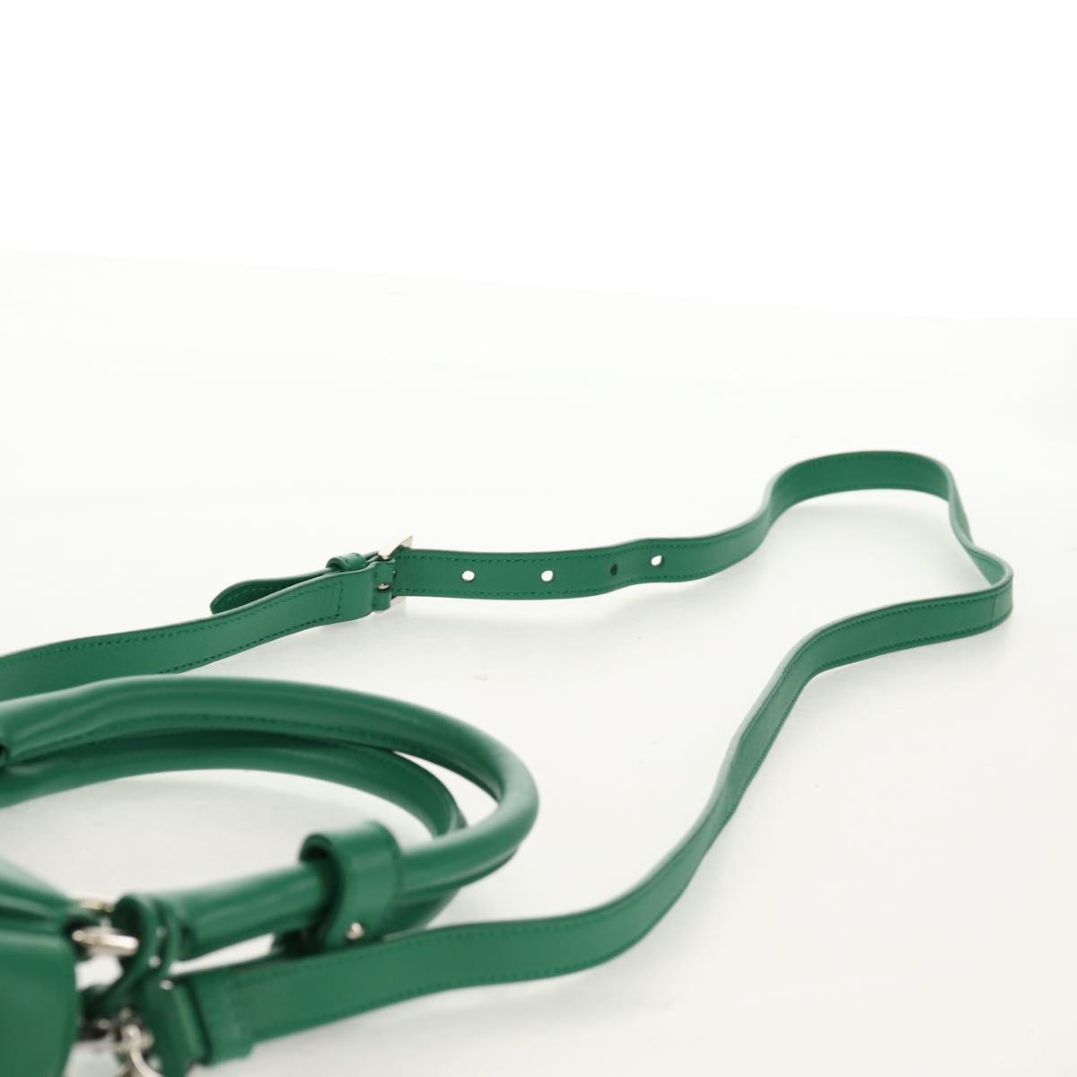 PRADA Moon Bag Hand Bag Leather 2way Green Silver Auth 152696SAM