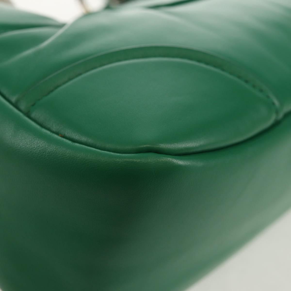 PRADA Moon Bag Hand Bag Leather 2way Green Silver Auth 152696SAM