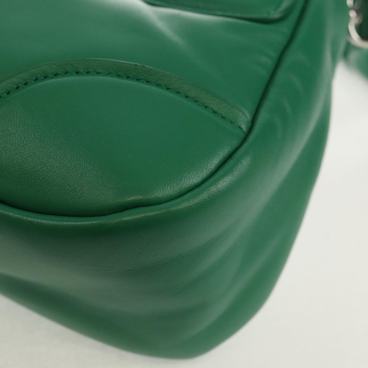 PRADA Moon Bag Hand Bag Leather 2way Green Silver Auth 152696SAM
