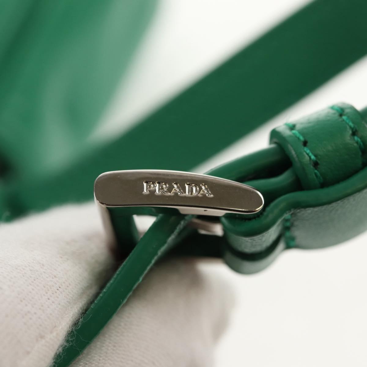 PRADA Moon Bag Hand Bag Leather 2way Green Silver Auth 152696SAM