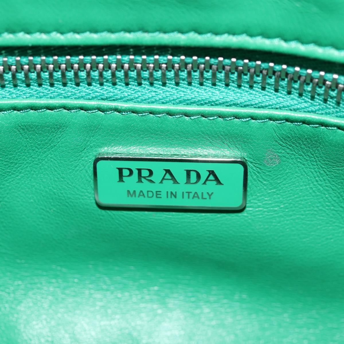 PRADA Moon Bag Hand Bag Leather 2way Green Silver Auth 152696SAM