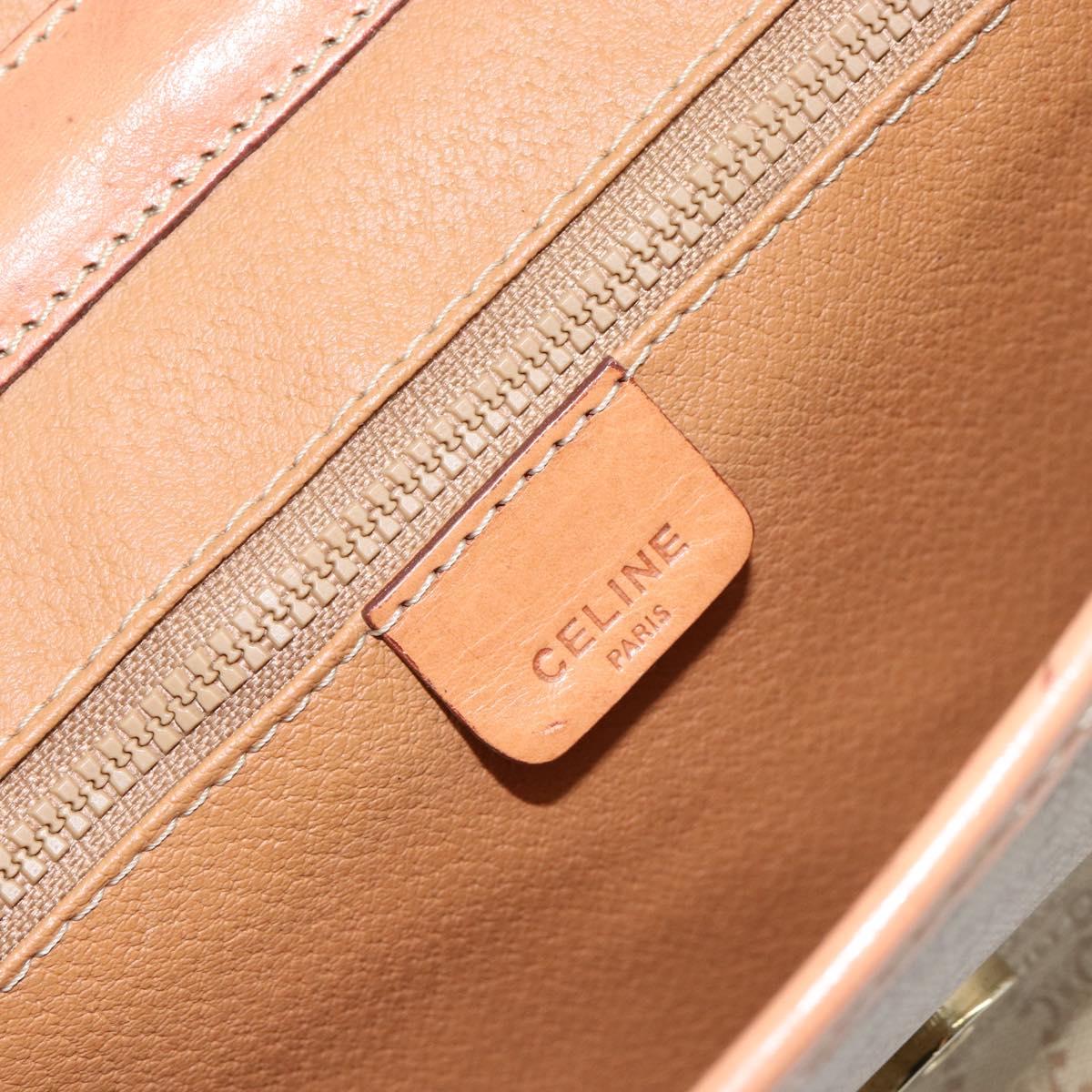 CELINE Macadam Canvas Shoulder Bag PVC Leather Beige Gold Auth 152722