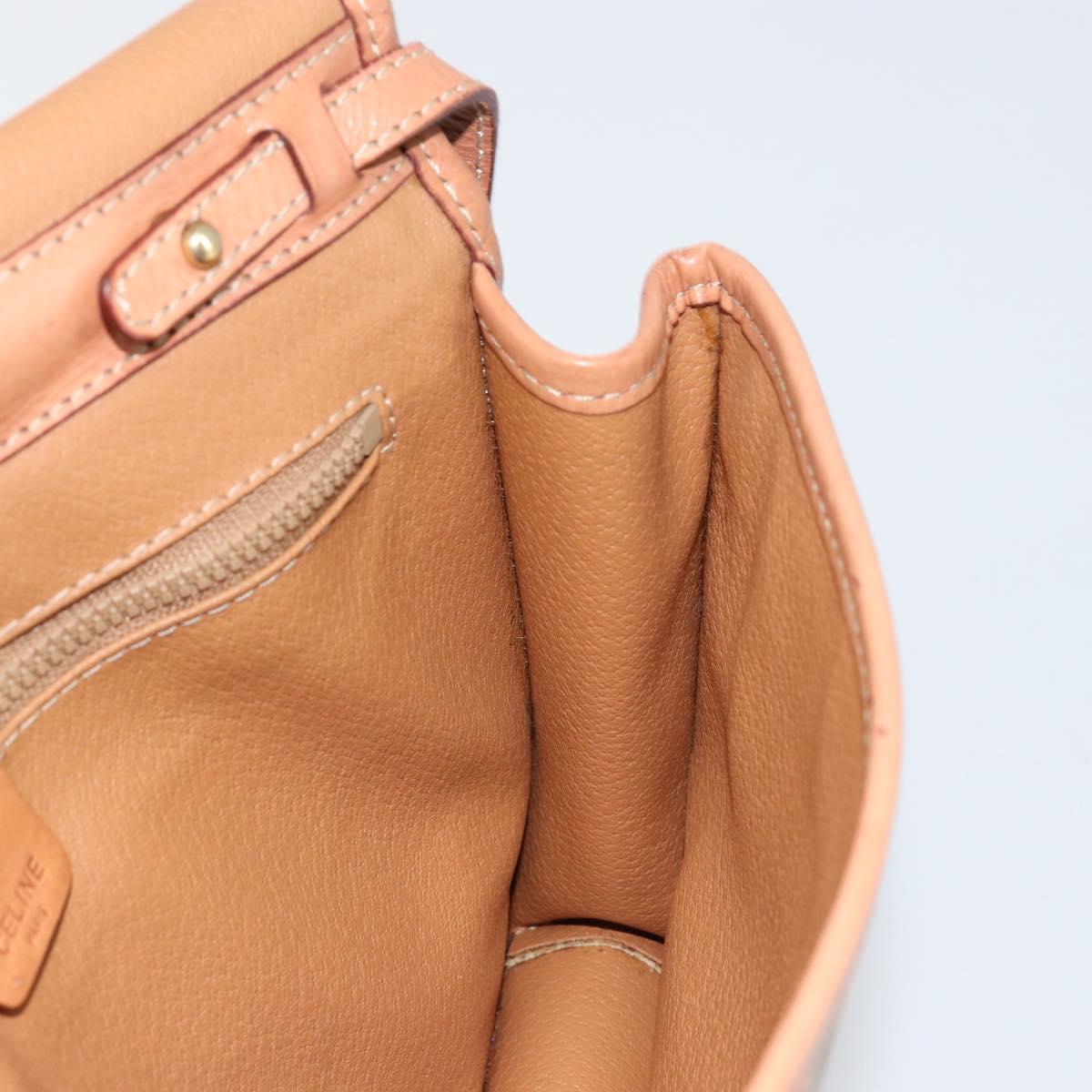 CELINE Macadam Canvas Shoulder Bag PVC Leather Beige Gold Auth 152722