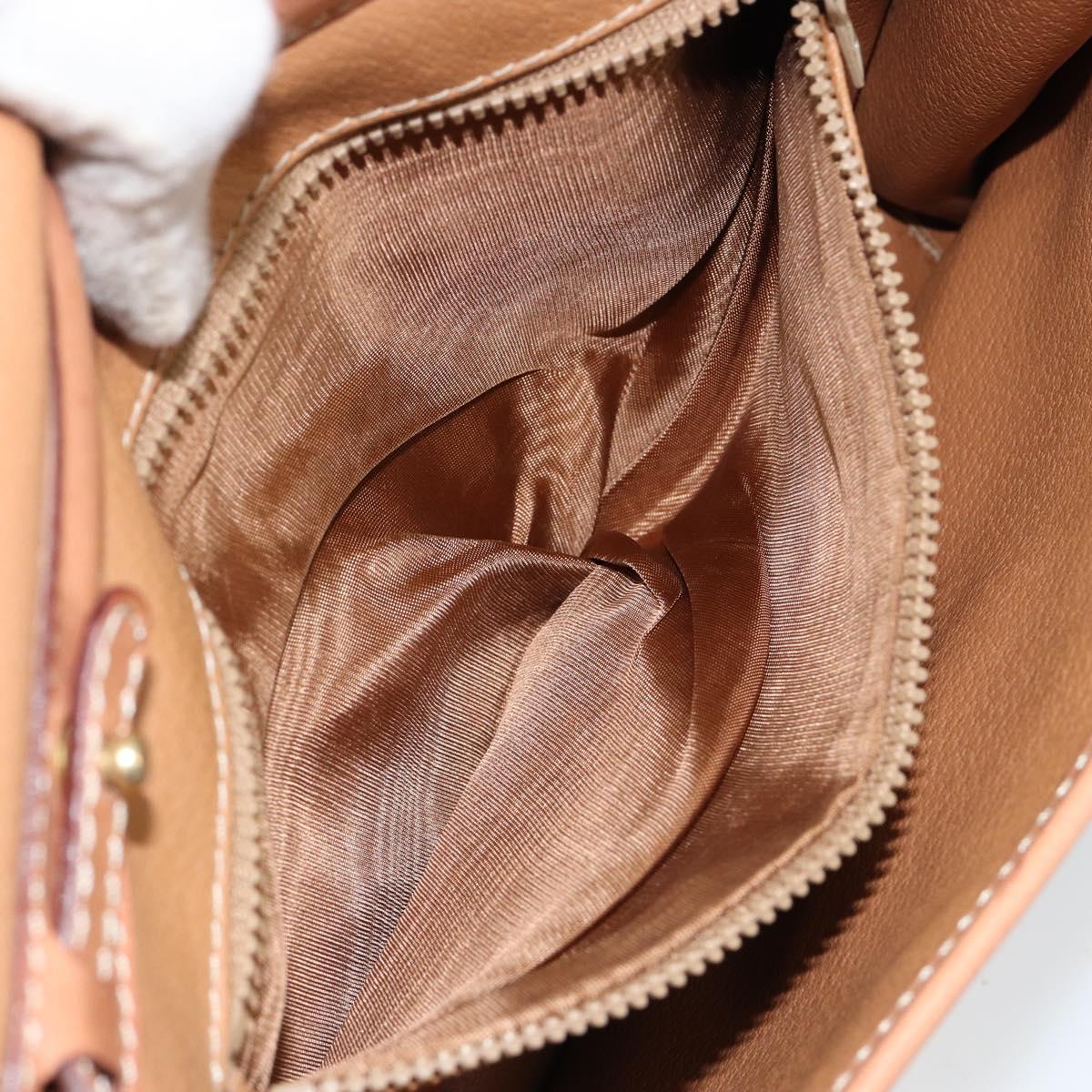 CELINE Macadam Canvas Shoulder Bag PVC Leather Beige Gold Auth 152722