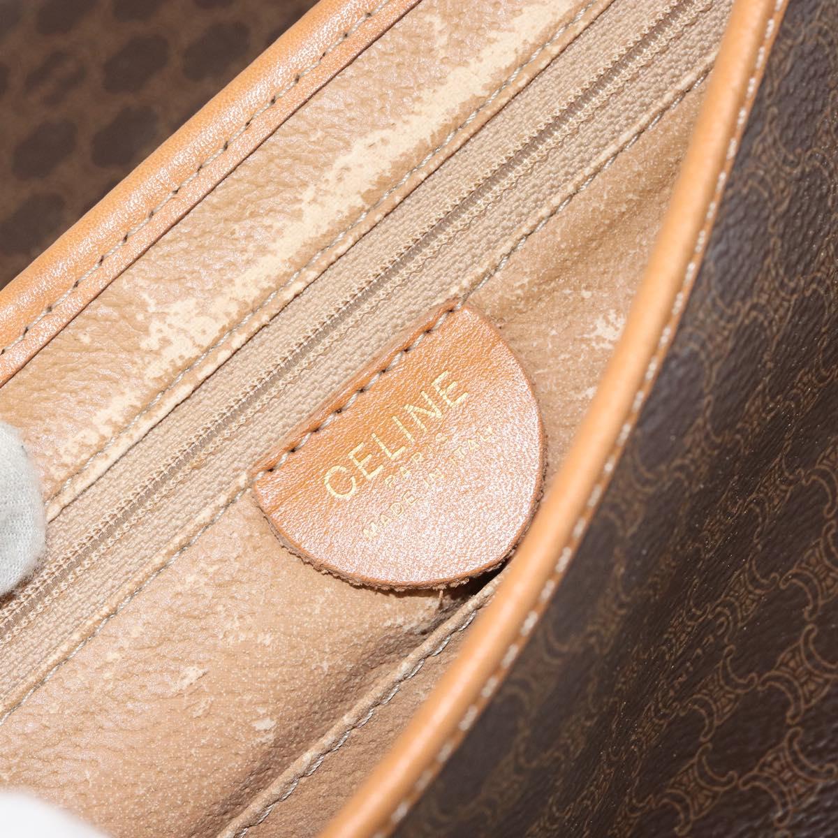 CELINE Macadam Canvas Shoulder Bag PVC Leather Brown Gold Auth 152723