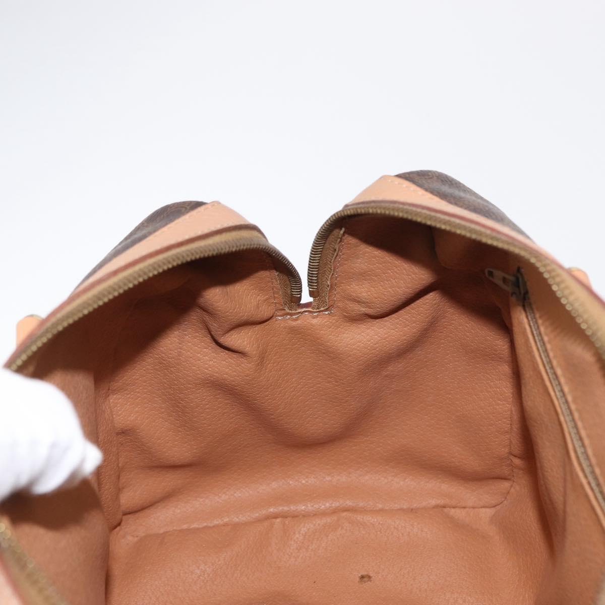 CELINE Macadam Canvas Boston Bag PVC Brown Gold Auth 152724