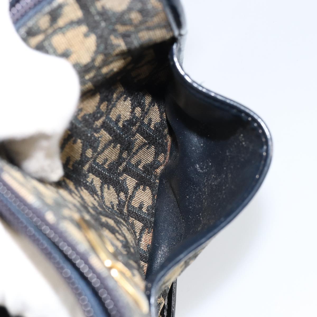 Christian Dior Trotter Canvas Shoulder Bag Navy Gold Auth 152726