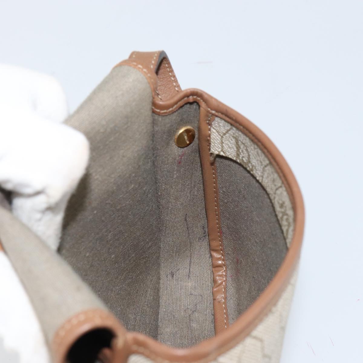 Christian Dior Honeycomb Canvas Shoulder Bag PVC Beige Gold Auth 152728