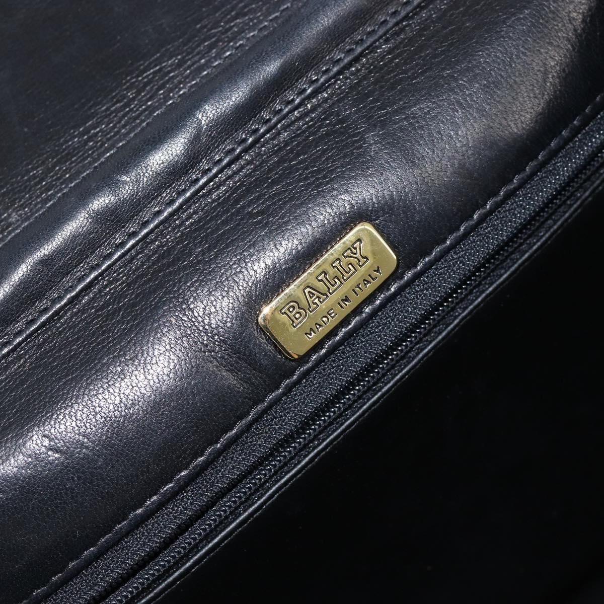 BALLY Chain Shoulder Bag Leather 2way Black Gold Auth 152729