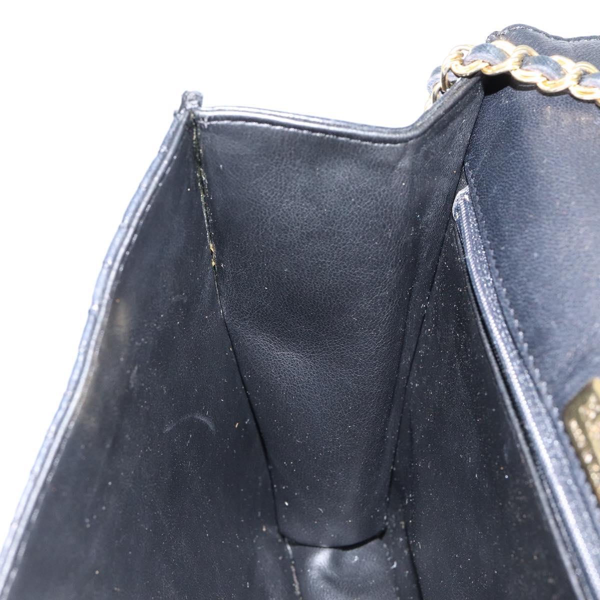 BALLY Chain Shoulder Bag Leather 2way Black Gold Auth 152729