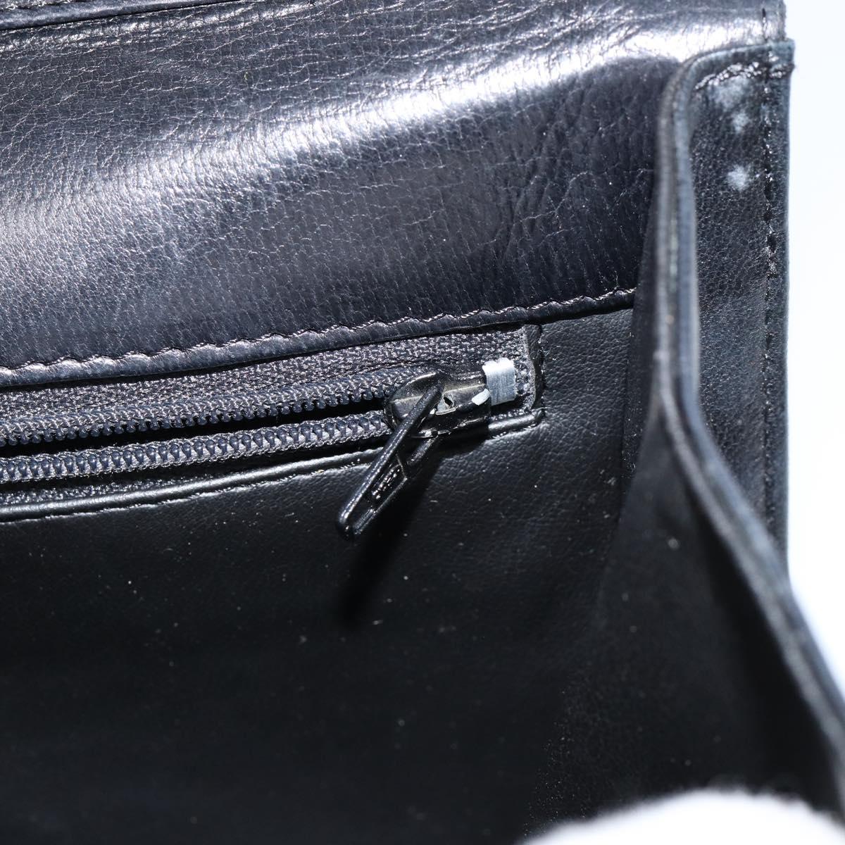 BALLY Chain Shoulder Bag Leather 2way Black Gold Auth 152729