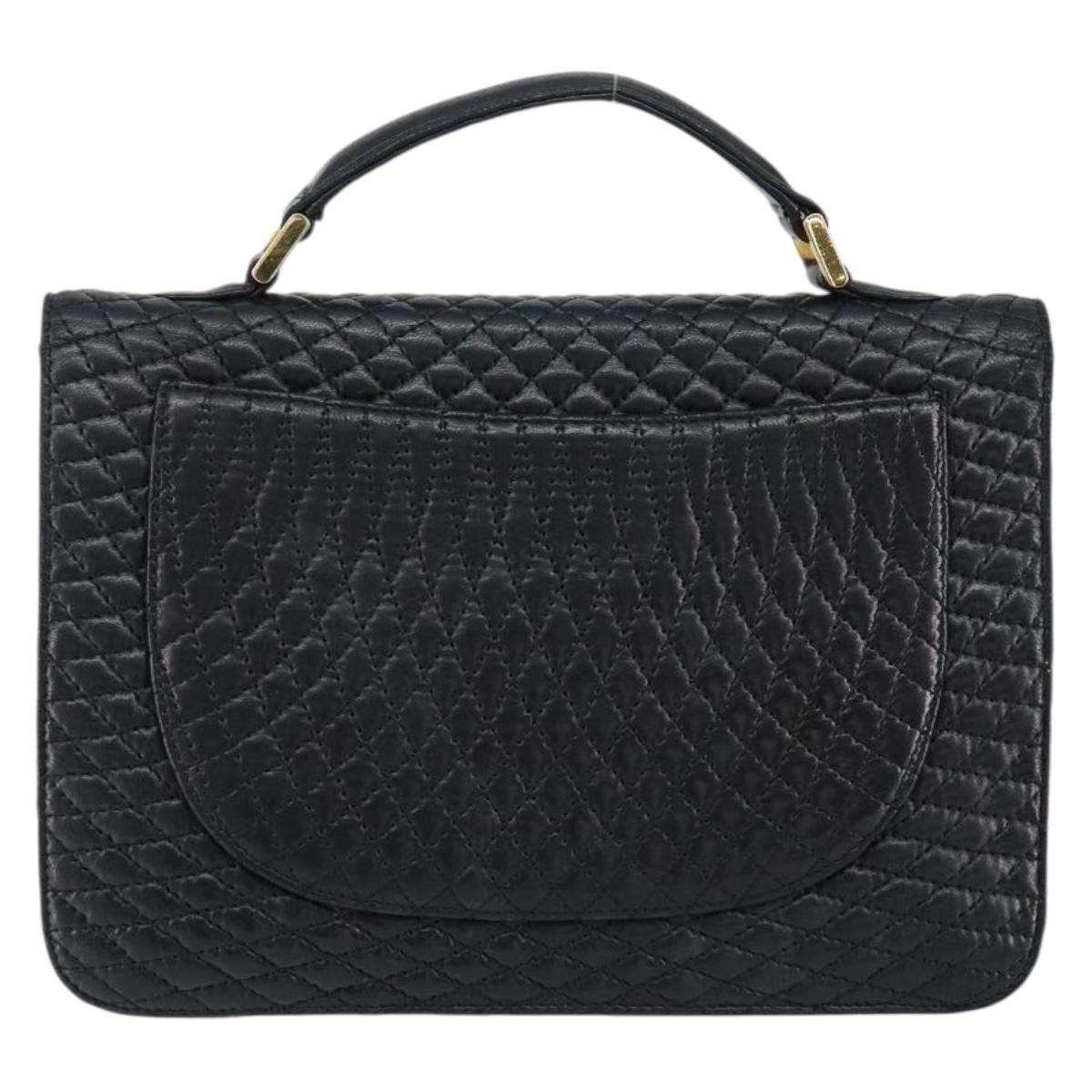 BALLY Chain Shoulder Bag Leather 2way Black Gold Auth 152729