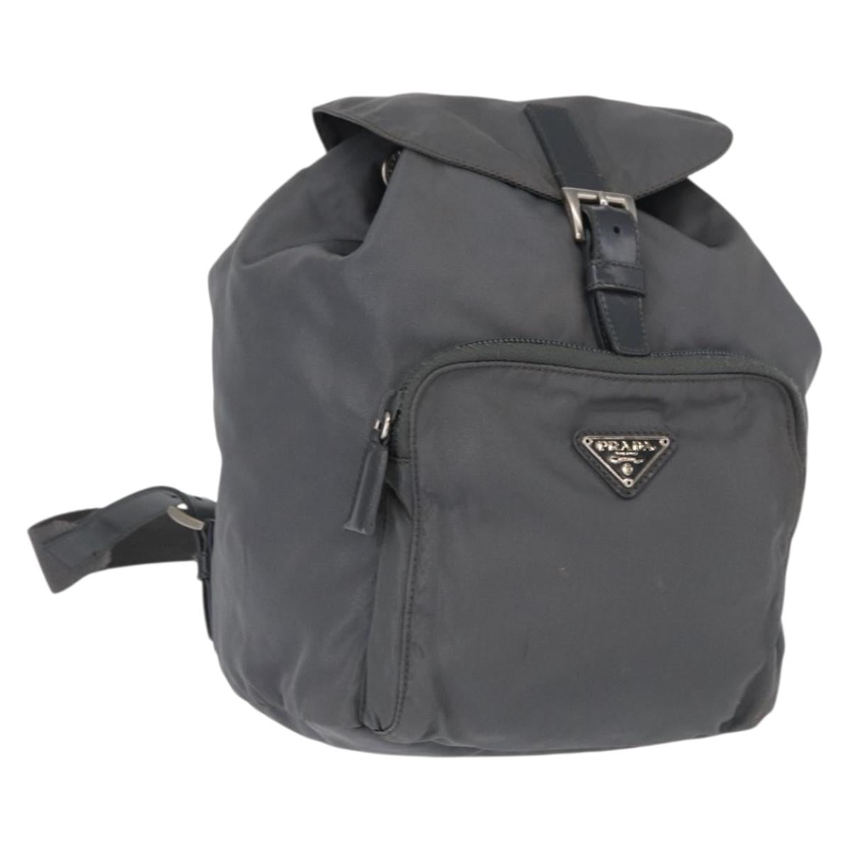 PRADA Backpack Nylon Gray Silver Auth 152731
