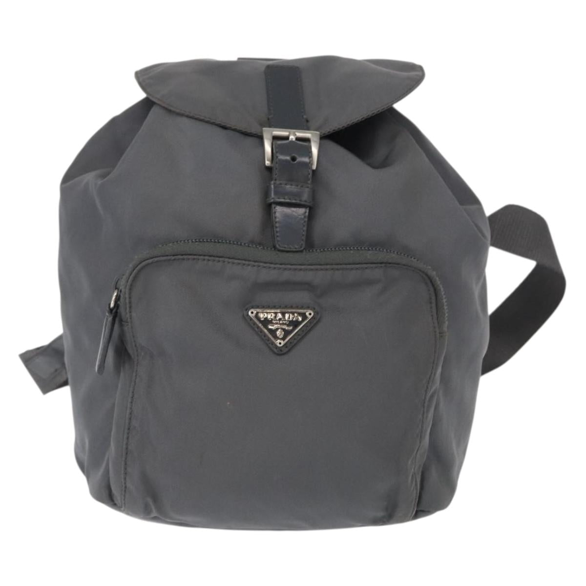 PRADA Backpack Nylon Gray Silver Auth 152731