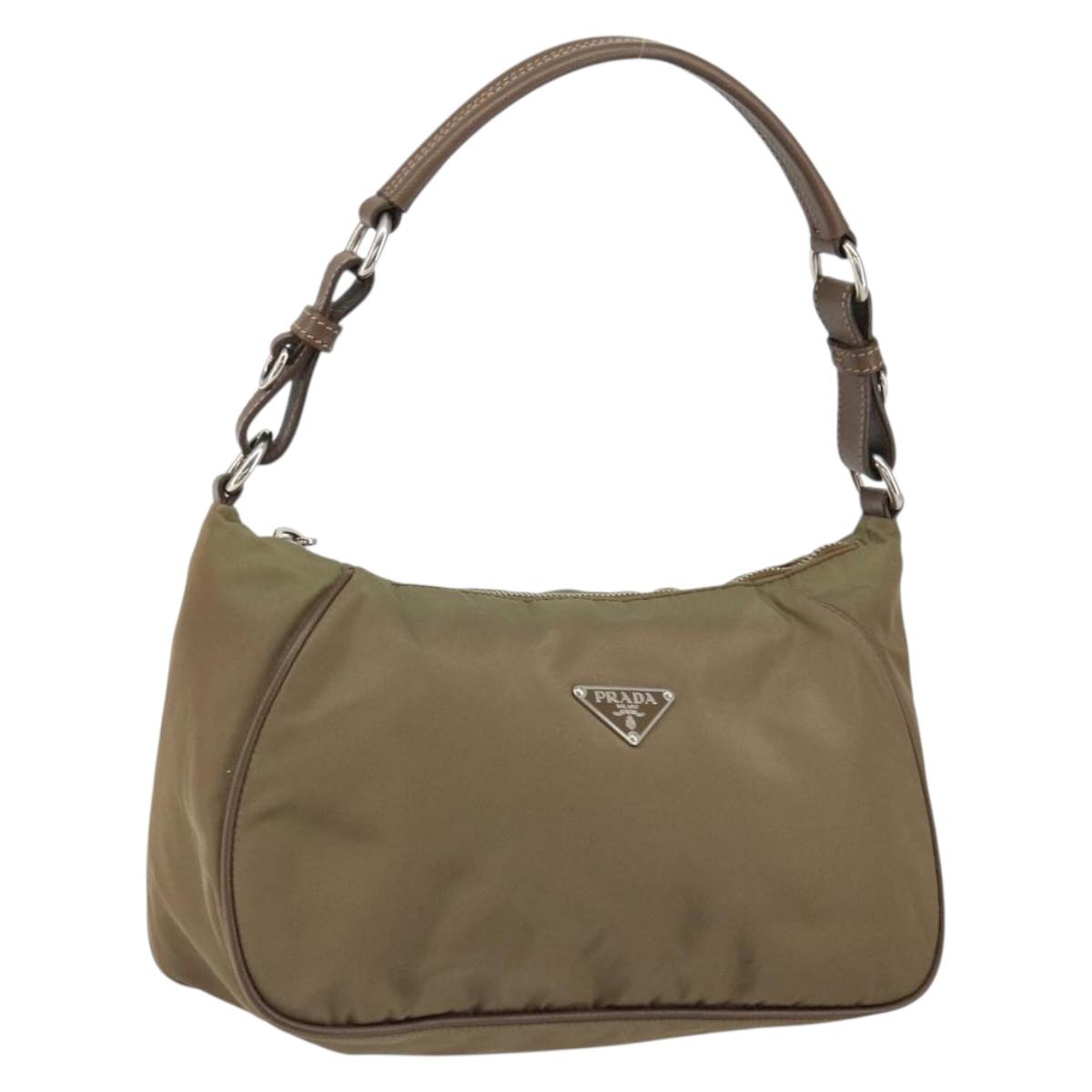 Christian Dior Shoulder Bag Nylon Leather Black Brown gold Auth 152732