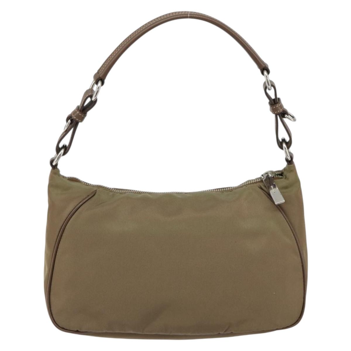 Christian Dior Shoulder Bag Nylon Leather Black Brown gold Auth 152732