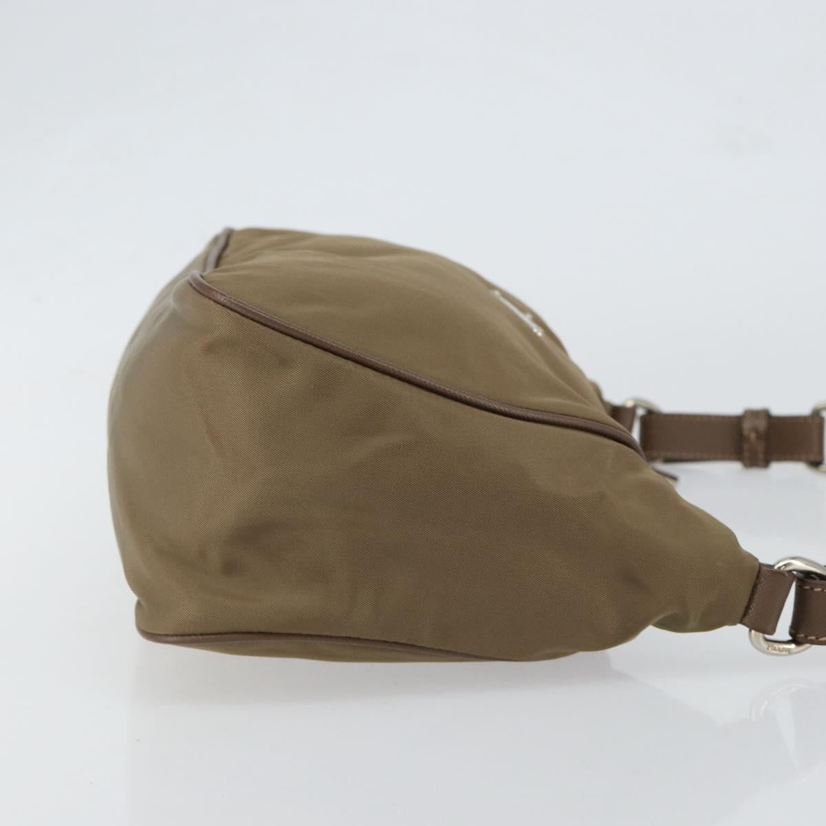 Christian Dior Shoulder Bag Nylon Leather Black Brown gold Auth 152732