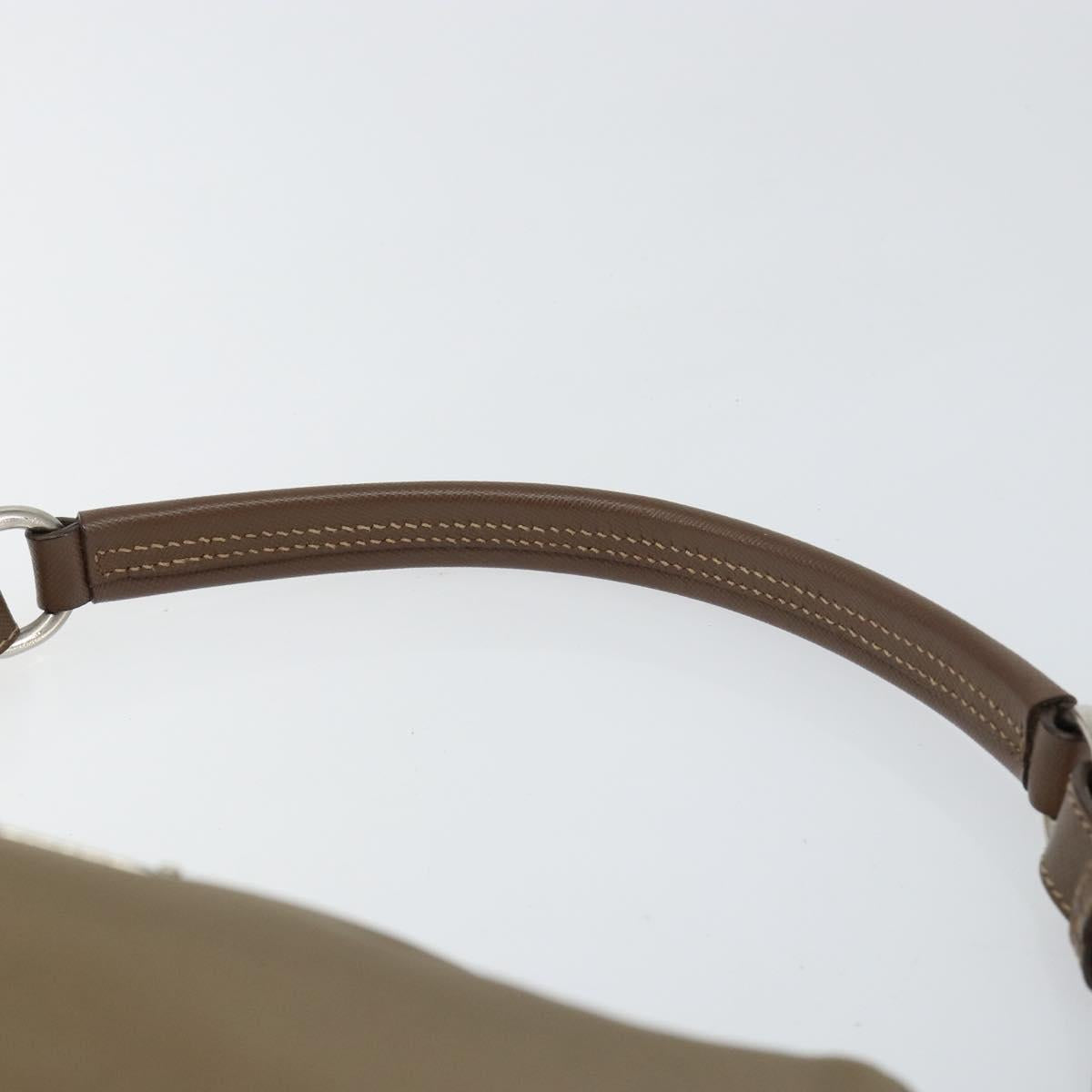 Christian Dior Shoulder Bag Nylon Leather Black Brown gold Auth 152732