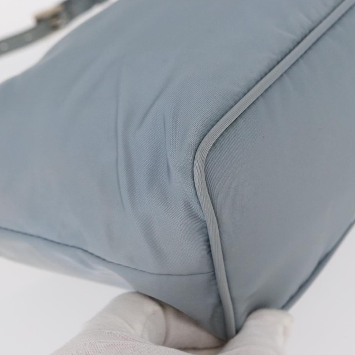 PRADA Shoulder Bag Nylon Light Blue Silver Auth 152733