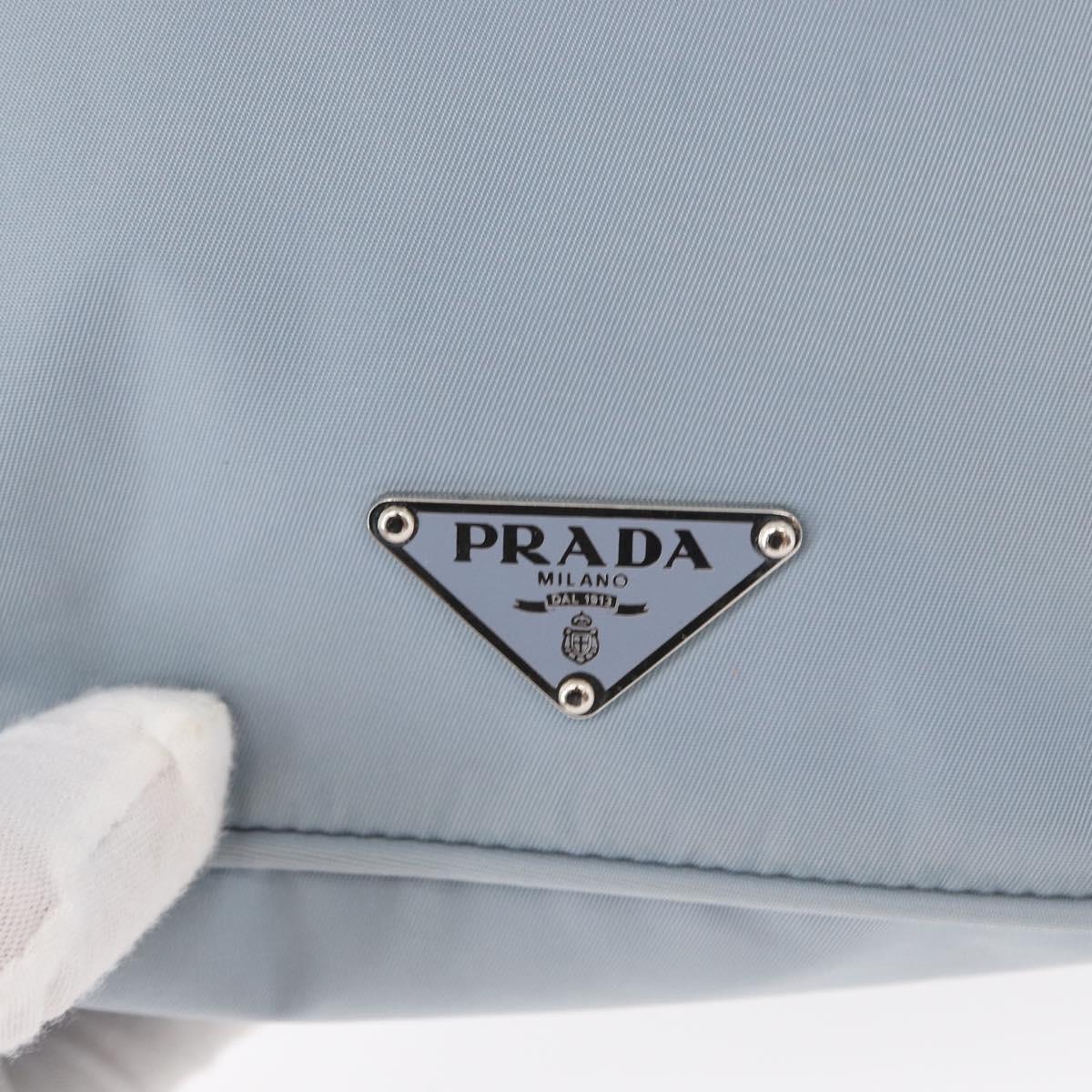 PRADA Shoulder Bag Nylon Light Blue Silver Auth 152733