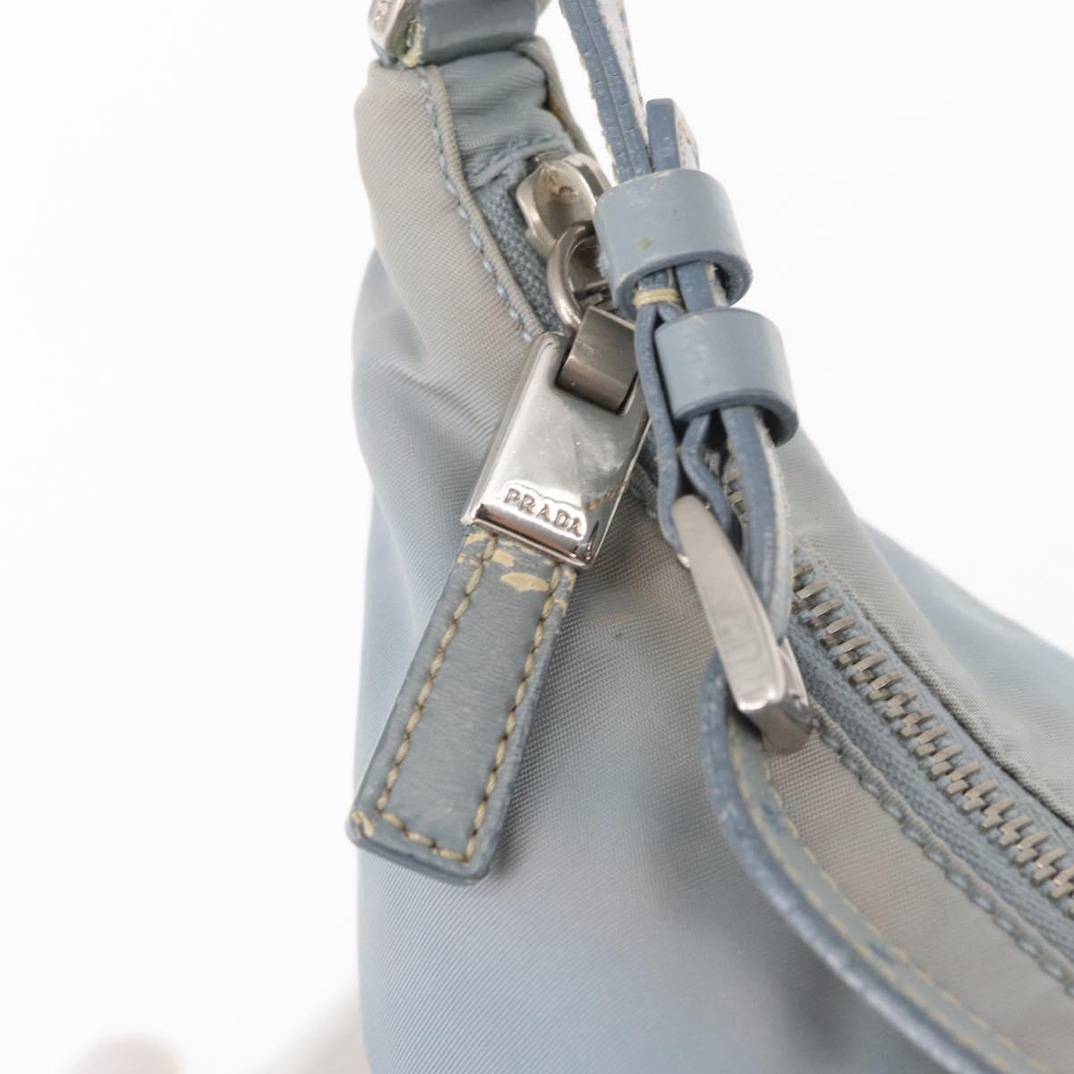 PRADA Shoulder Bag Nylon Light Blue Silver Auth 152733