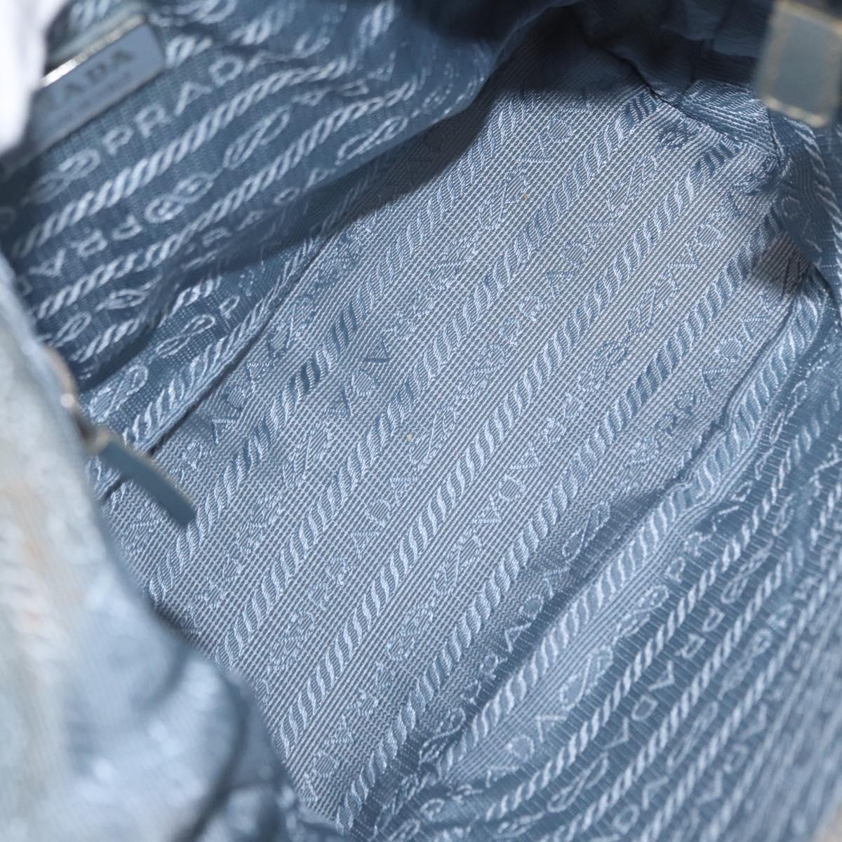 PRADA Shoulder Bag Nylon Light Blue Silver Auth 152733