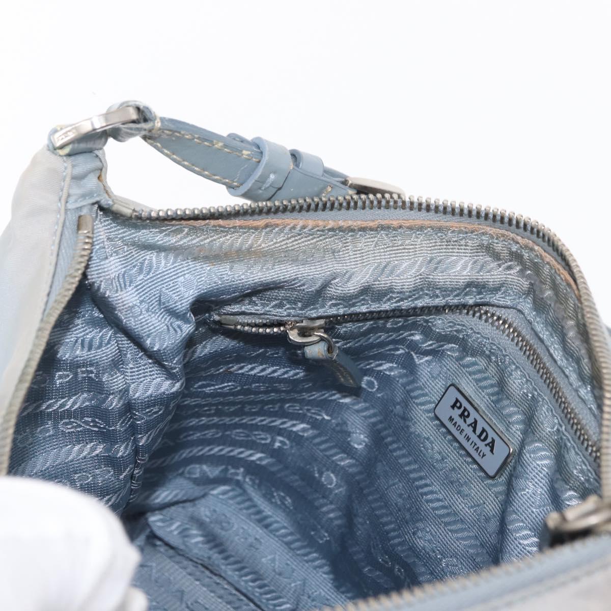 PRADA Shoulder Bag Nylon Light Blue Silver Auth 152733