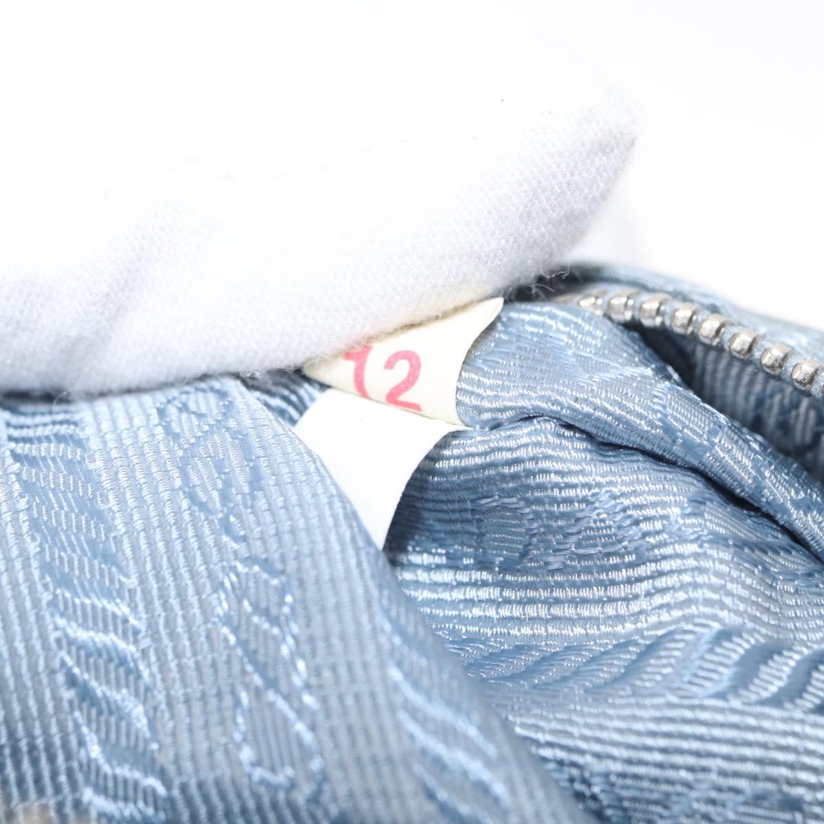 PRADA Shoulder Bag Nylon Light Blue Silver Auth 152733