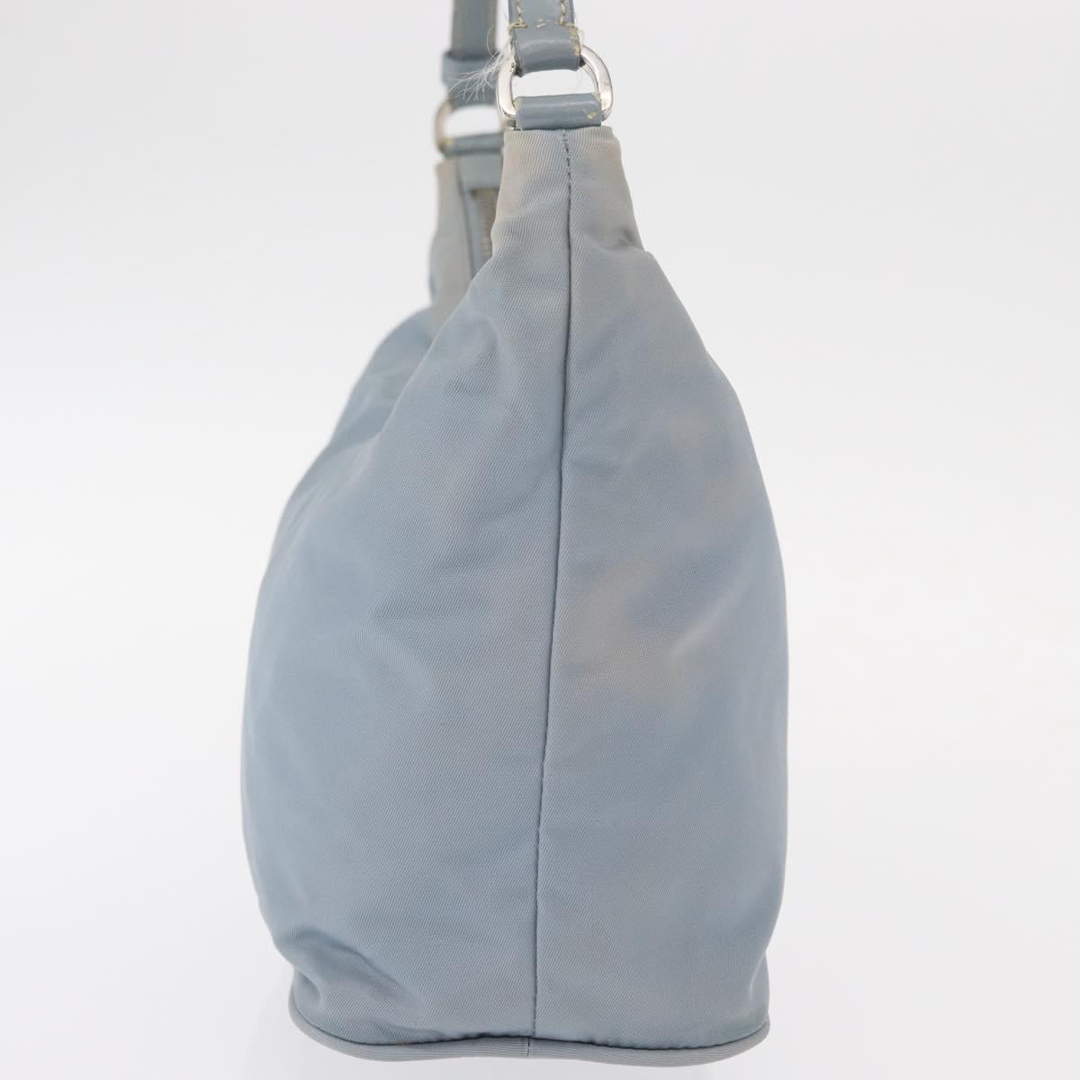 PRADA Shoulder Bag Nylon Light Blue Silver Auth 152733