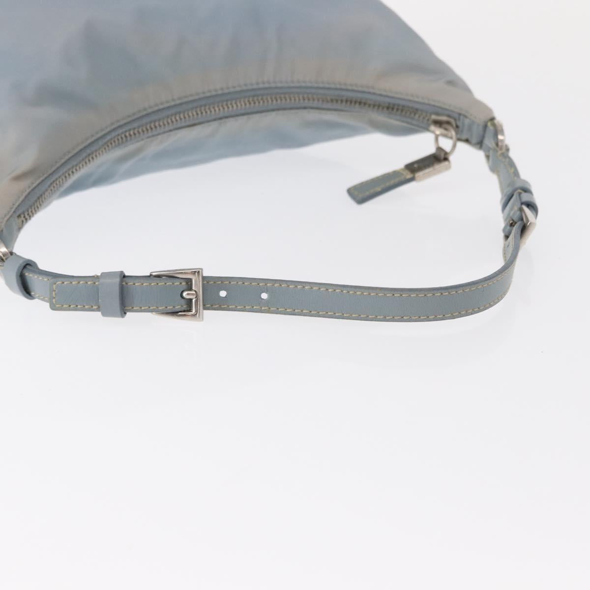PRADA Shoulder Bag Nylon Light Blue Silver Auth 152733