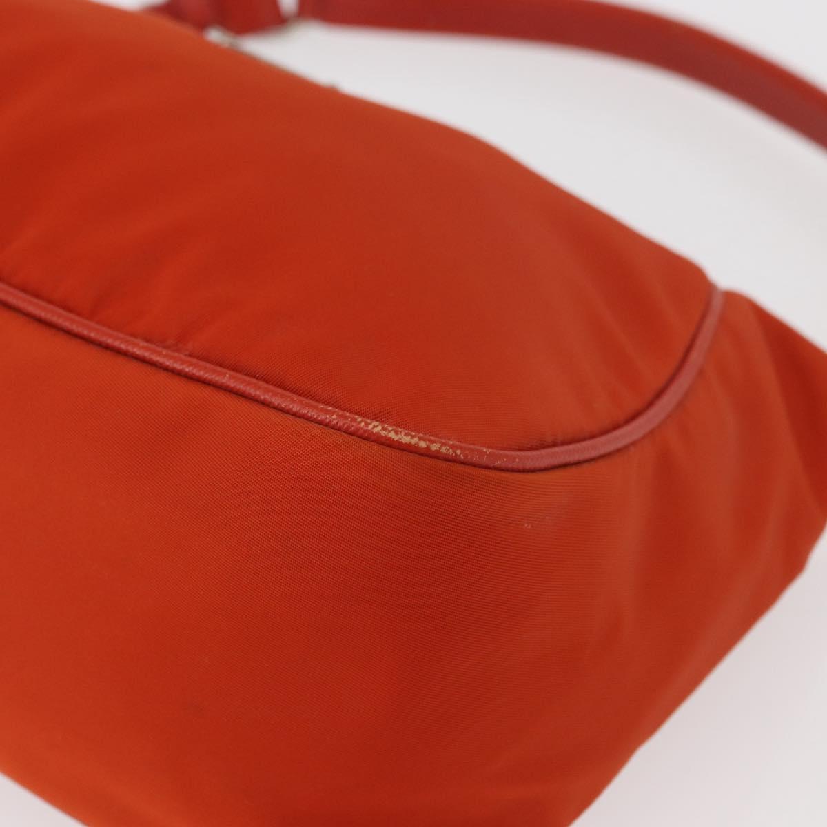 PRADA Shoulder Bag Nylon Orange Silver Auth 152734