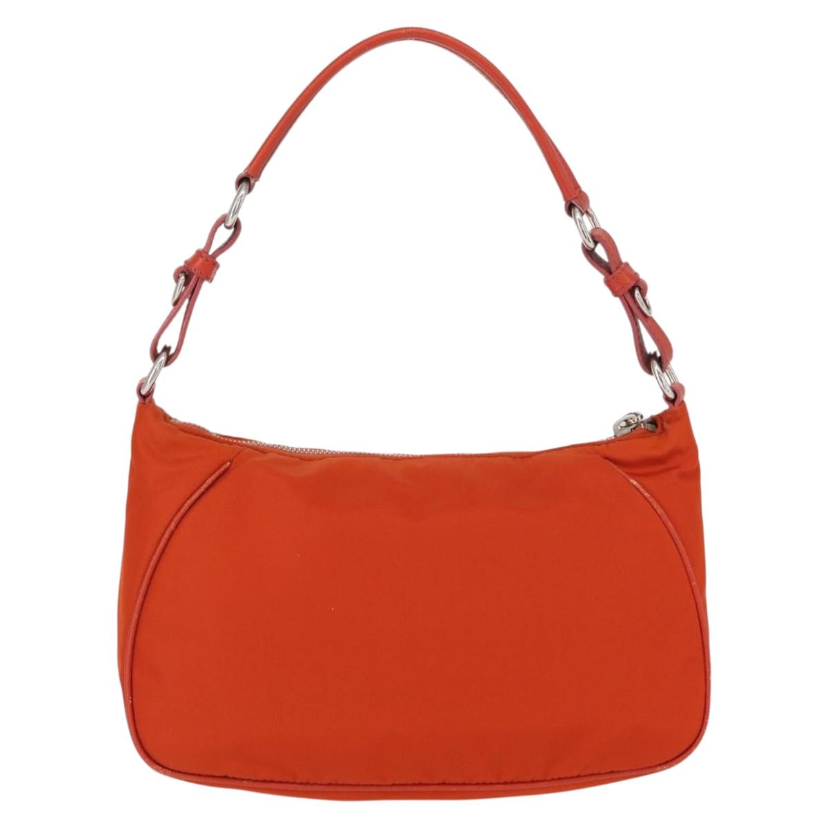 PRADA Shoulder Bag Nylon Orange Silver Auth 152734
