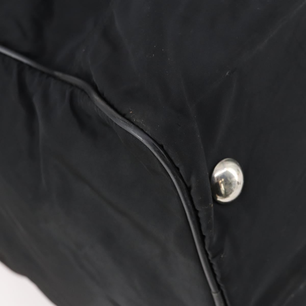 PRADA Boston Bag Nylon 2way Black Silver Auth 152736