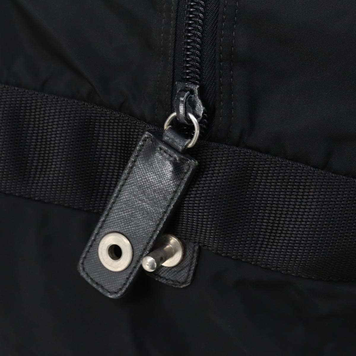 PRADA Boston Bag Nylon 2way Black Silver Auth 152736