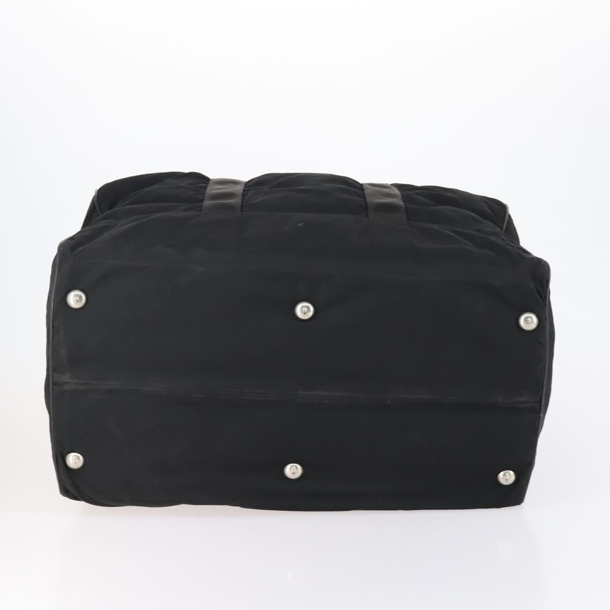 PRADA Boston Bag Nylon 2way Black Silver Auth 152736