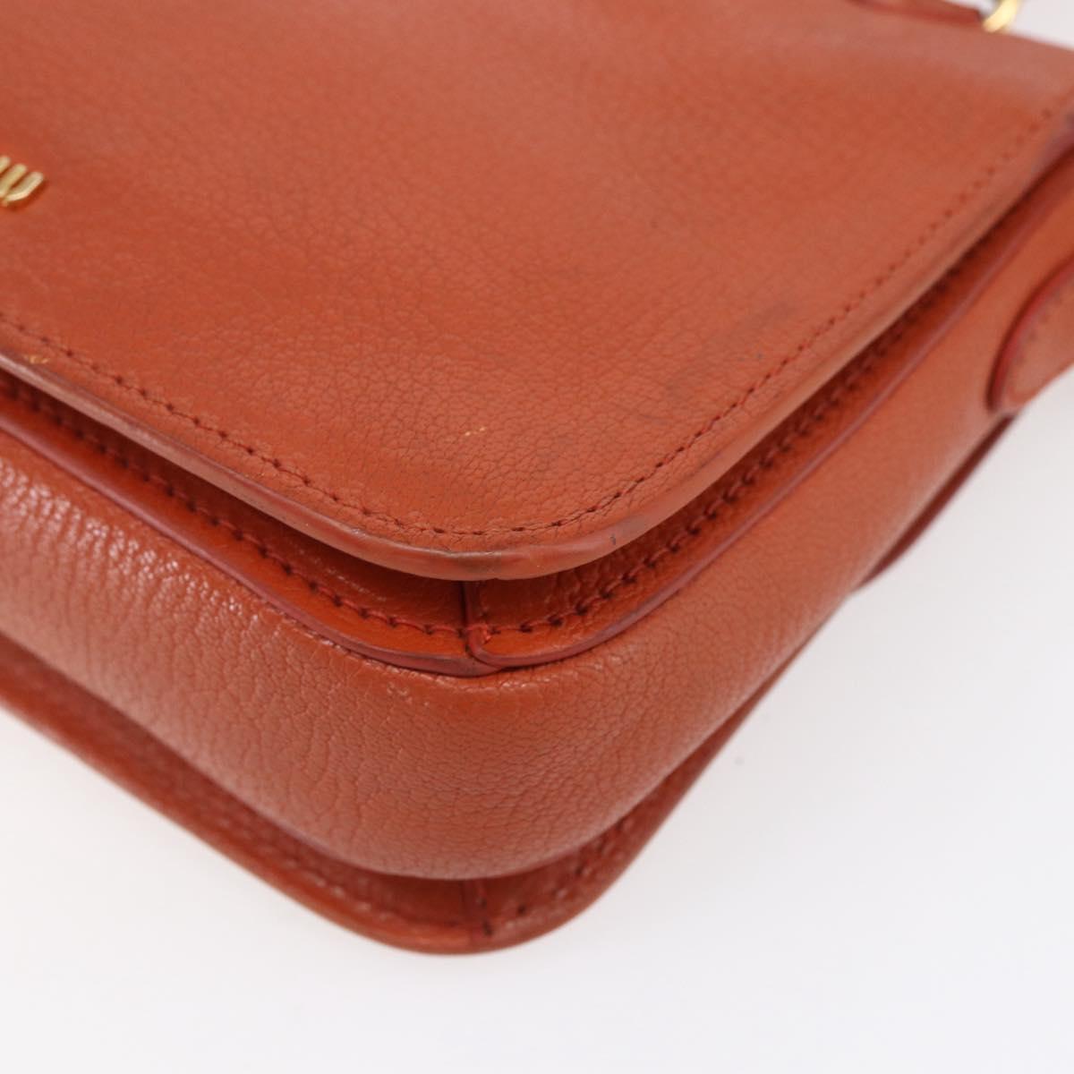 Miu Miu Madras Hand Bag Leather 2way Orange Gold Auth 152737