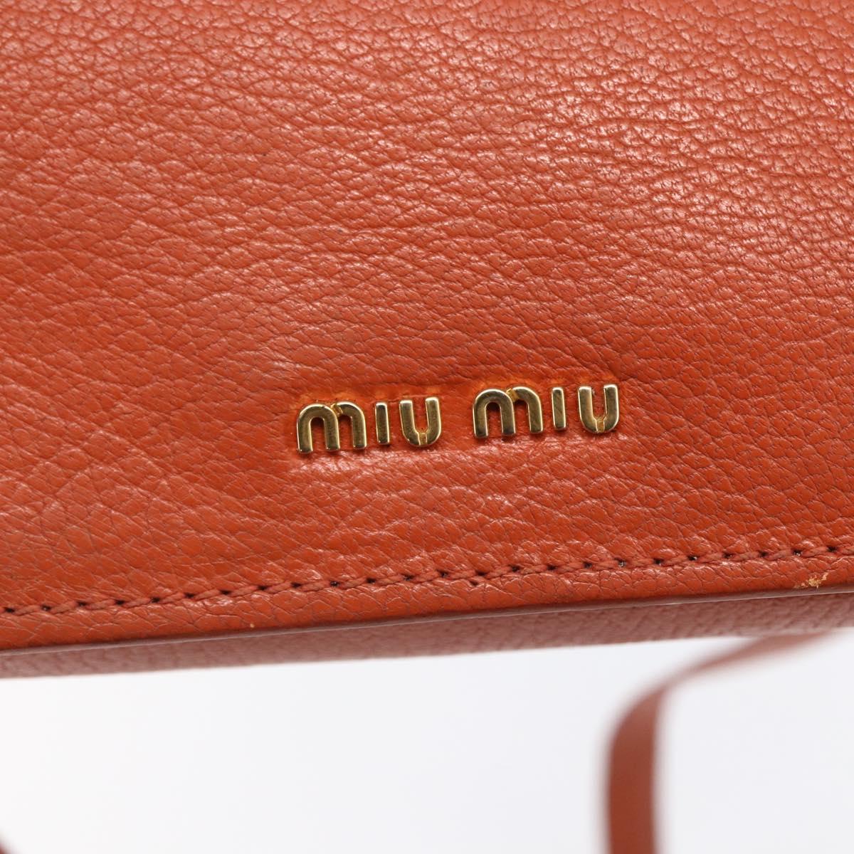 Miu Miu Madras Hand Bag Leather 2way Orange Gold Auth 152737