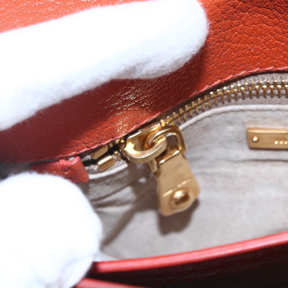 Miu Miu Madras Hand Bag Leather 2way Orange Gold Auth 152737