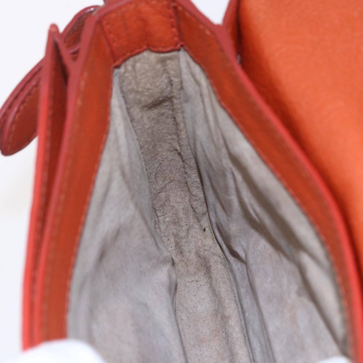 Miu Miu Madras Hand Bag Leather 2way Orange Gold Auth 152737