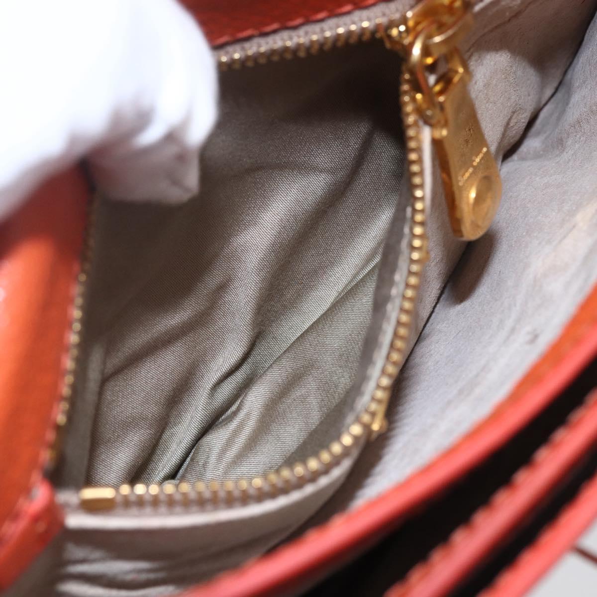 Miu Miu Madras Hand Bag Leather 2way Orange Gold Auth 152737