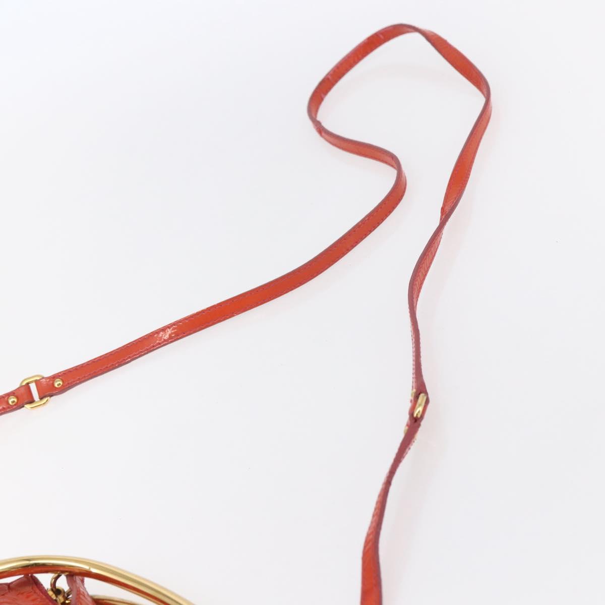 Miu Miu Hand Bag Enamel 2way Orange Gold Auth 152738