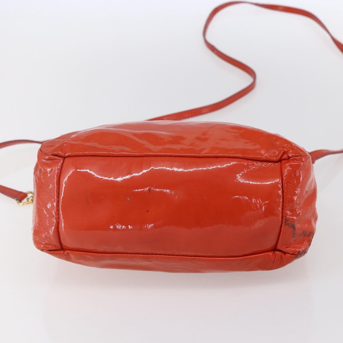 Miu Miu Hand Bag Enamel 2way Orange Gold Auth 152738