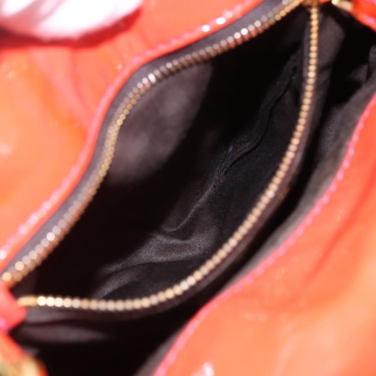 Miu Miu Hand Bag Enamel 2way Orange Gold Auth 152738