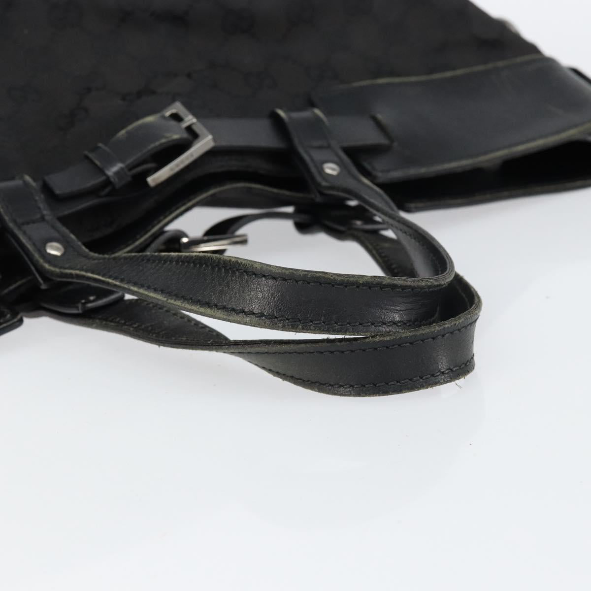 GUCCI GG Canvas Hand Bag Black Silver 106251 Auth 152740