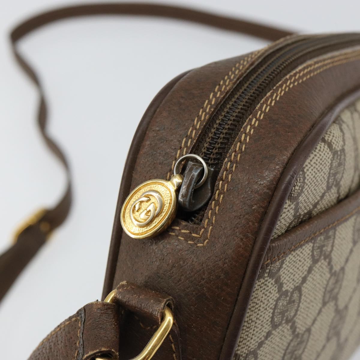 GUCCI GG Supreme Web Sherry Line Bag PVC Beige Gold 116 02 089 Auth 152741