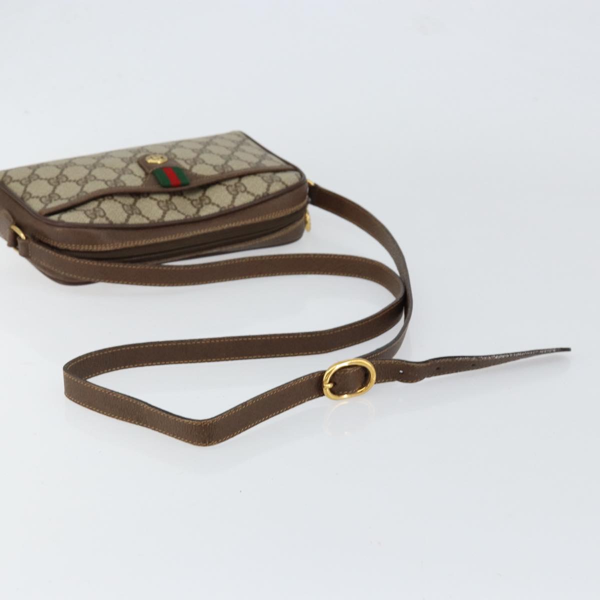 GUCCI GG Supreme Web Sherry Line Bag PVC Beige Gold 116 02 089 Auth 152741